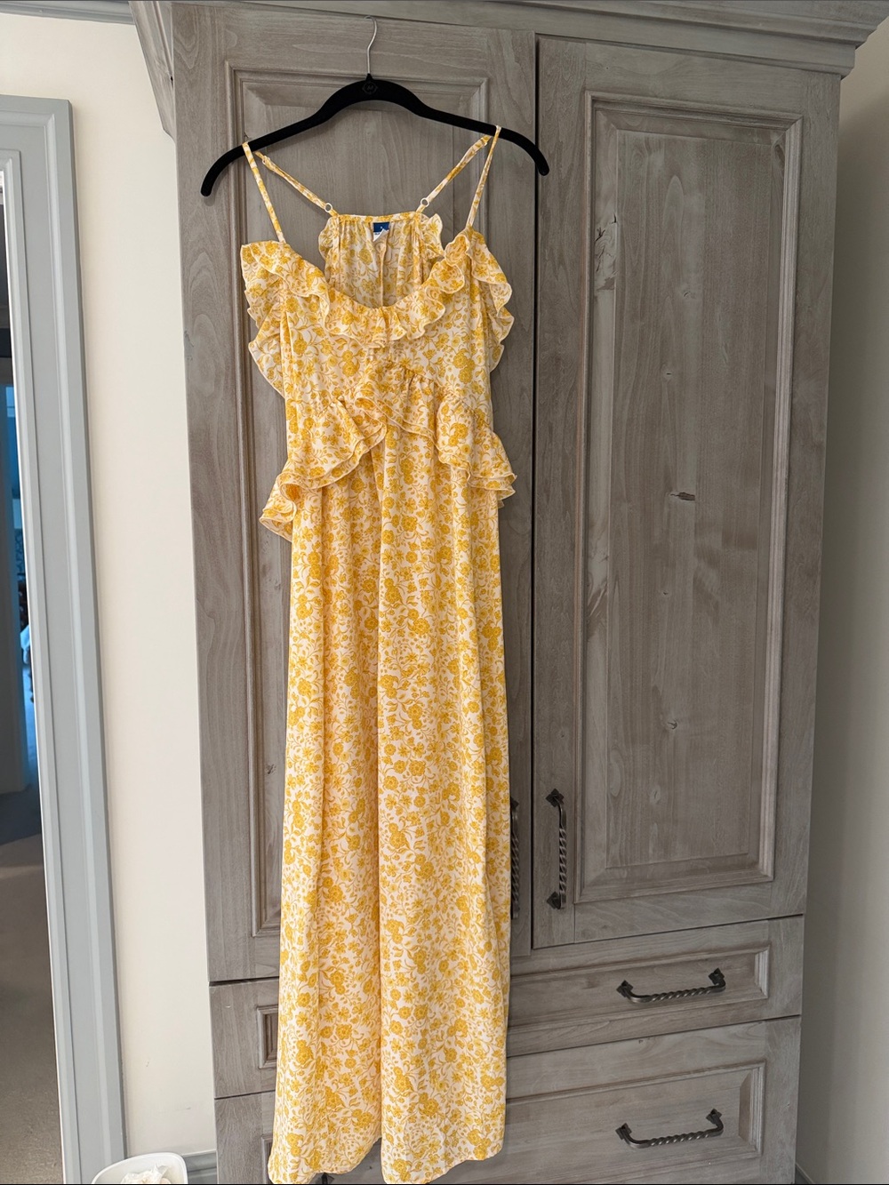 Old Navy Yellow Floral Ruffle Maxi Dress